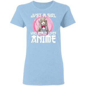 Just A Girl Who Lives Anime Funny Otaku Anime Lover Ladies T-Shirt - Macnystore