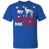 My Valentine Has Paws Whippet Dog Pet Lover Couple Wife Husband Fiance Fiancee Boyfriend Girlfriend Valentine Gifts T-Shirt - Macnystore