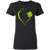 Dabbing Shamrock Unicorn Heart St Patrick's Day Irish Gifts Ladies T-Shirt - Macnystore