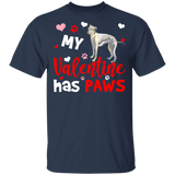 My Valentine Has Paws Whippet Dog Pet Lover Couple Wife Husband Fiance Fiancee Boyfriend Girlfriend Valentine Gifts T-Shirt - Macnystore