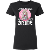 Just A Girl Who Lives Anime Funny Otaku Anime Lover Ladies T-Shirt - Macnystore