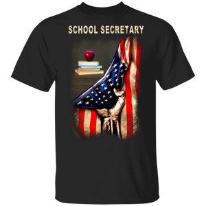 Cool American Flag School Secretary Shirt Matching Teacher 4th Of July US Independence Day Gifts T-Shirt - Macnystore