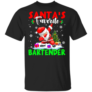 Christmas Santa Shirt Santa's Favorite Bartender Cool Christmas Santa Dabbing Gifts Christmas T-Shirt - Macnystore