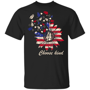 Choose Kind Cute Sunflower American Flag Firefighter Shirt Matching Firefighter Fireman 4th Of July US Independence Day Gifts T-Shirt - Macnystore