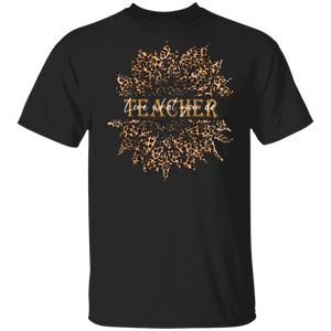 Teacher Love What You Do Cute Leopard Sunflower Shirt Matching Teacher Leopard Lover Fans Gifts T-Shirt - Macnystore