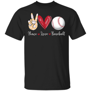 Peace Love Baseball Cute Victory Hand Emoji Heart Baseball Shirt Matching Baseball Player Lover Gifts T-Shirt - Macnystore