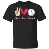 Peace Love Baseball Cute Victory Hand Emoji Heart Baseball Shirt Matching Baseball Player Lover Gifts T-Shirt - Macnystore