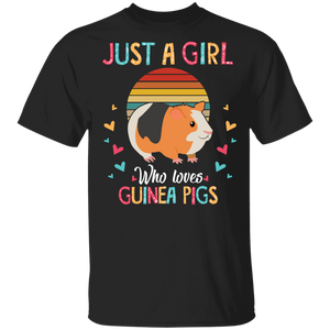 Guinea Pig Lover Shirt Vintage Retro Just A Girl Who Loves Guinea Pig Cool Guinea Pig Lover Gifts T-Shirt - Macnystore