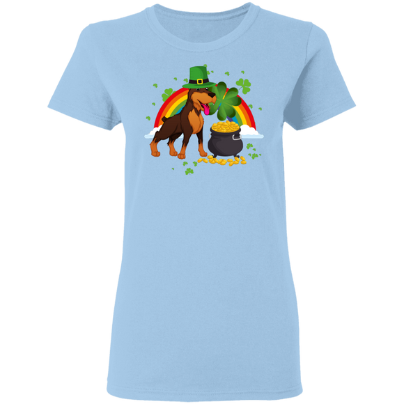 Leprechaun Dobermann Dog Lover St Patrick's Day Gifts Ladies T-Shirt - Macnystore