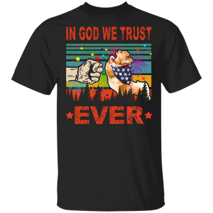 In God We Trust Ever Cute Pekingese Wearing American Flag 4th Of July Gifts T-Shirt - Macnystore