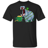 Leprechaun Hippo Funny Shamrock Hippopotamus Lover Irish St Patrick's Day Gifts T-Shirt - Macnystore