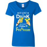 If Lost Or Drunk Please Return To Freakin Husband Ladies V-Neck T-Shirt - Macnystore