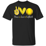 Peace Love Softball Cute Victory Hand Emoji Heart Softball Shirt Matching Softball Player Lover Gifts T-Shirt - Macnystore