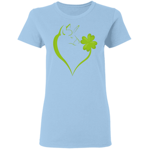 Dabbing Shamrock Unicorn Heart St Patrick's Day Irish Gifts Ladies T-Shirt - Macnystore