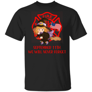 Firefighter Shirt September 11th We Will Never Forget Pride American Flag Witch Lover Gifts T-Shirt - Macnystore