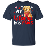 My Valentine Has Paws Golden Retriever Couple Wife Husband Fiance Fiancee Boyfriend Girlfriend Valentine T-Shirt - Macnystore