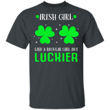 Irish Girl Like A Regular Girl But Luckier Shamrock Women St Patrick's Day Irish Gifts T-Shirt - Macnystore