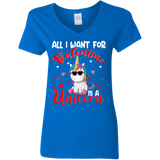 All I Want For Valentine Is A Uicorn Ladies V-Neck T-Shirt - Macnystore