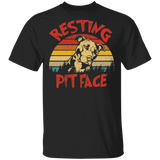 Vintage Retro Resting Pit Face Cute Pit Bull Dog Lover Rescue Dog Pet Gifts T-Shirt - Macnystore