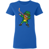 Ice Hockey Dabbing Leprechaun Ice Hockey St Patrick's Day Gifts Ladies T-Shirt - Macnystore