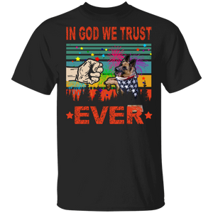 In God We Trust Ever Cute German Shepherd Wearing American Flag 4th Of July Gifts T-Shirt - Macnystore