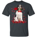 Australian Shepherd Rose Flower Funny Pet Dog Lover Owner Couple Husband Wife Fiance Fiancee Girlfriend Boyfriend Valentine Gifts T-Shirt - Macnystore