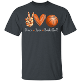 Peace Love Basketball Cute Victory Hand Emoji Heart Basketball Shirt Matching Basketball Player Lover Gifts T-Shirt - Macnystore