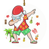 Christmas Ornament Dabbing Santa Christmas Summer Tropical Hawaiian Santa Dabbing Ornament Xmas - Macnystore