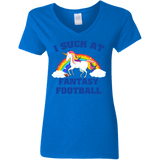 I Suck At Fantasy Football Funny Magical Unicorn Ladies V-Neck T-Shirt - Macnystore