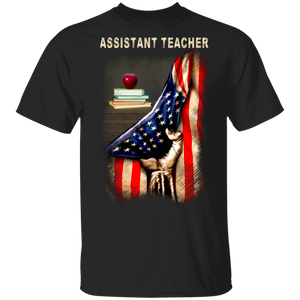 Cool American Flag Assistant Teacher Shirt Matching Teacher 4th Of July US Independence Day Gifts T-Shirt - Macnystore