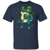 Leprechaun Riding T Rex St Patrick's Day Shamrock T Rex Dinosaurs Lover St Patrick's Day Gifts T-Shirt - Macnystore