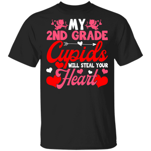 My 2nd Grade Cupids Will Steal Your Hearts Teacher Elementary Teacher Funny Teacher Couple Valentine T-Shirt - Macnystore