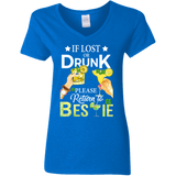 If Lost Or Drunk Please Return To Bestie Patricks Day Ladies V-Neck T-Shirt - Macnystore