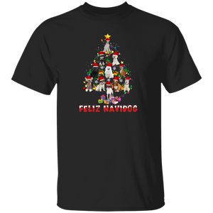 Christmas Dog Lover Shirt Feliz Navidog Cute Dog Christmas Tree Dog Lover Gifts T-Shirt - Macnystore