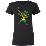 Ice Hockey Dabbing Leprechaun Ice Hockey St Patrick's Day Gifts Ladies T-Shirt - Macnystore