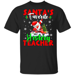 Christmas Santa Shirt Santa's Favorite History Teacher Cool Christmas Santa Dabbing Gifts Christmas T-Shirt - Macnystore