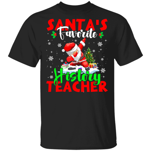 Christmas Santa Shirt Santa's Favorite History Teacher Cool Christmas Santa Dabbing Gifts Christmas T-Shirt - Macnystore