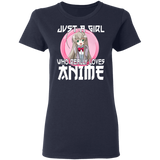 Just A Girl Who Lives Anime Funny Otaku Anime Lover Ladies T-Shirt - Macnystore