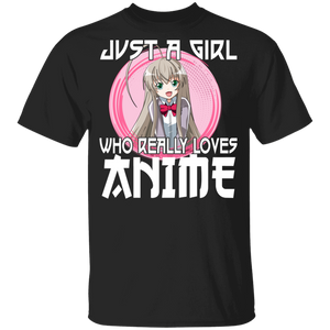 Just A Girl Who Lives Anime Funny Otaku Anime Lover Youth T-Shirt - Macnystore