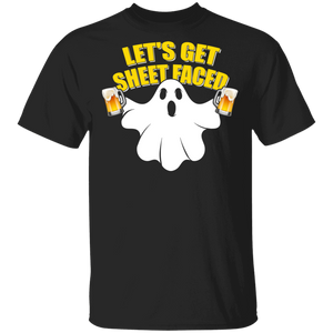 Halloween Boo Ghost Shirt Let's Get Sheet Faced Funny Drinking Beer Lover Gifts Halloween T-Shirt - Macnystore