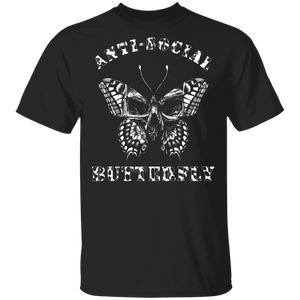 Anti-Social Butterfly Cool Skull Butterfly Shirt Matching Butterfly Lover Fans Collection Gifts T-Shirt - Macnystore