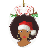 Black Christmas Queen Cool Santa Christmas Black Girl Proud Black Afro African American Ladies Matching Family Ornament Xmas - Macnystore