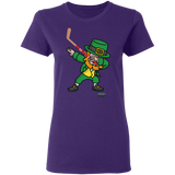 Ice Hockey Dabbing Leprechaun Ice Hockey St Patrick's Day Gifts Ladies T-Shirt - Macnystore