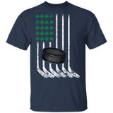 Ice Hockey American Flag Shamrock St Patrick's Day Gifts T-Shirt - Macnystore