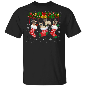 Christmas Cat Shirt Cat In Christmas Socks Cute X-mas Siamese Cat Lover Gifts Christmas T-Shirt - Macnystore