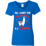 All I Want For Valentine Is A Llama Ladies V-Neck T-Shirt - Macnystore