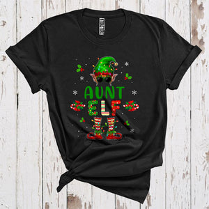 MacnyStore - Aunt Elf Funny Christmas Lights Sunglasses Elf Costume Matching Family Group T-Shirt