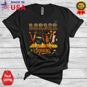 MacnyStore - Barber Squad Cute Thanksgiving Pumpkin Pilgrim Barber Tools Matching Jobs Group T-Shirt