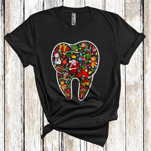 MacnyStore - Christmas Tooth Shape Cute Xmas Santa Reindeer Elf Snowman Matching Dentist Group T-Shirt