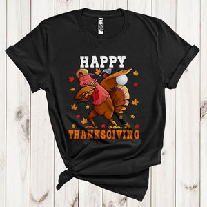 MacnyStore - Dabbing Turkey Golf Cool Fall Turkey Autumn Lover Matching Player Thanksgiving T-Shirt